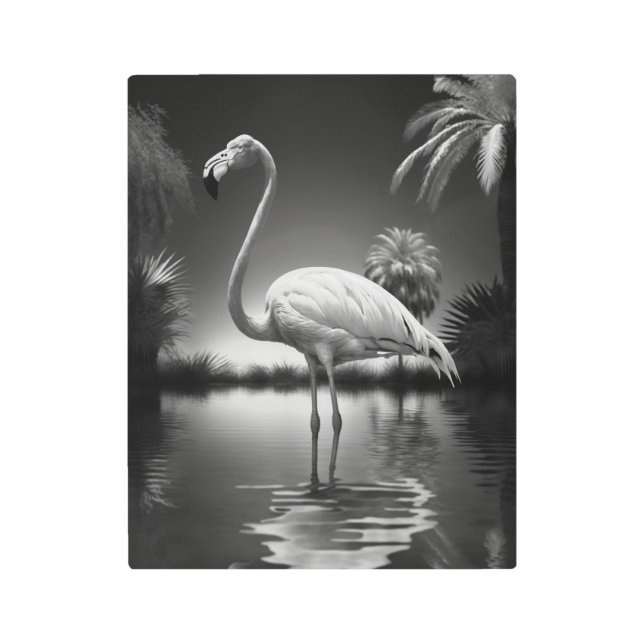 Impresión En Metal Flamingo en un estanque (Anverso)