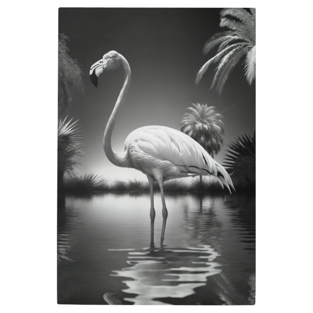 Impresión En Metal Flamingo en un estanque (Anverso)