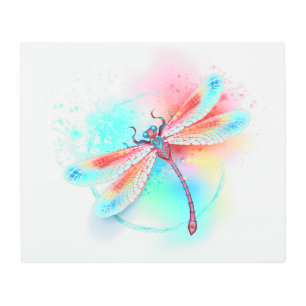 Impresión En Metal Fléon roja sobre fondo acuarela