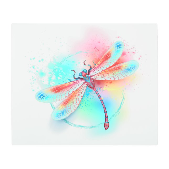 Impresión En Metal Fléon roja sobre fondo acuarela (Anverso)