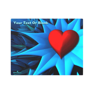 Impresión En Metal Flor de corazón azul fractal