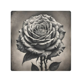 Impresión En Metal Flor de rosa blanca y negra