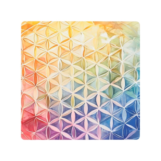 Impresión En Metal Flor de vida - Pintura de acuarela (Anverso)