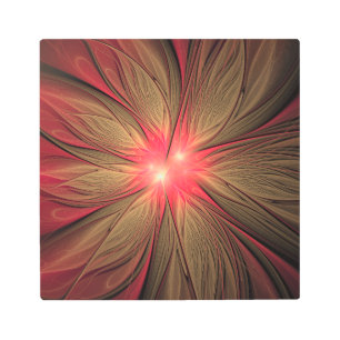 Impresión En Metal Flor fractal de fanatismo rojo