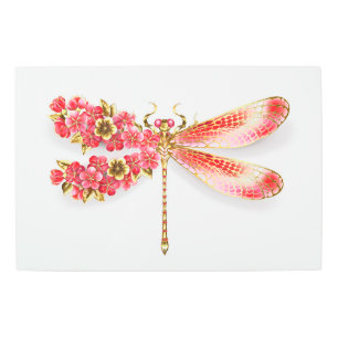 Impresión En Metal Flor libélula con sakura de joyas