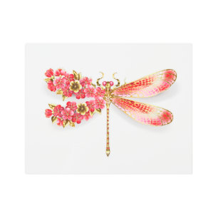 Impresión En Metal Flor libélula con sakura de joyas