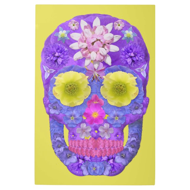 Impresión En Metal Flor Skull 5 (Anverso)