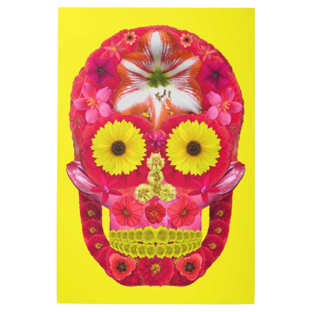 Impresión En Metal Flor Skull 6 (Anverso)