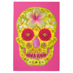 Impresión En Metal Flor Skull 8