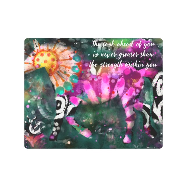 Impresión En Metal Floral de caballo inspiradora abstracta (Anverso)