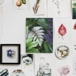 Impresión En Metal Floral de fernés y follaje pintado en japonés