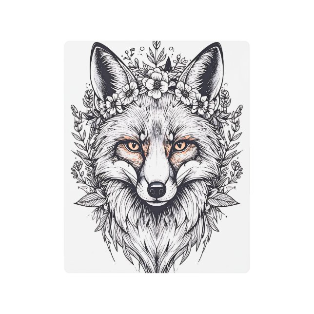 Impresión En Metal Floral Fox Metal Print (Anverso)