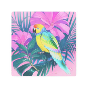 Impresión En Metal Floral/hawaiano/tropical/loro