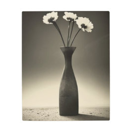 Impresión En Metal florero negro y blanco
