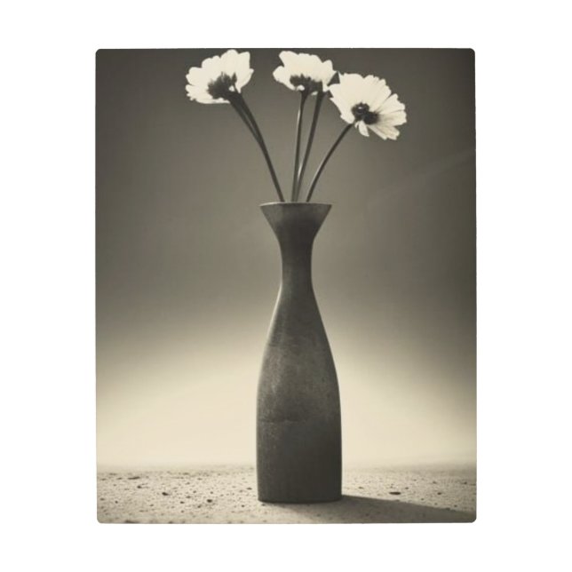 Impresión En Metal florero negro y blanco (Anverso)