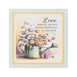 Impresión En Metal Flores de color de agua vintage en lata de agua y