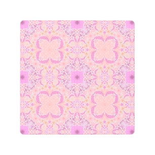 Impresión En Metal Flores de jardín retro en rosa