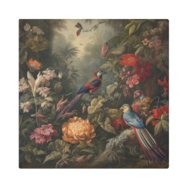 Impresión En Metal Flores de pájaros botánicos vintage en el paraíso