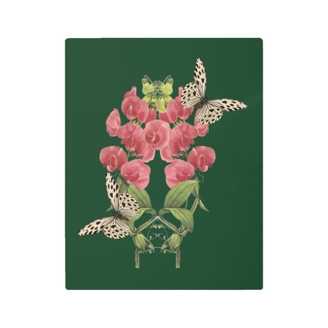 Impresión En Metal Flores De Pea Y Mariposas Dulces (Anverso)