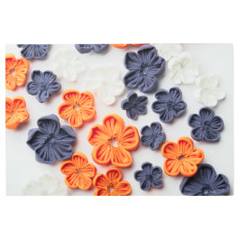 Impresión En Metal Flores de tela cosida artesanal de primavera azul 