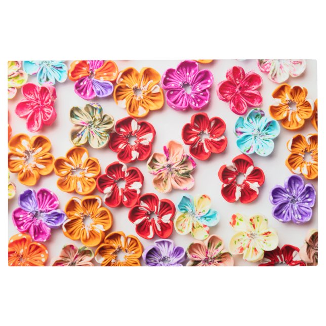 Impresión En Metal Flores de tela de coser hechas a mano de primavera (Anverso)