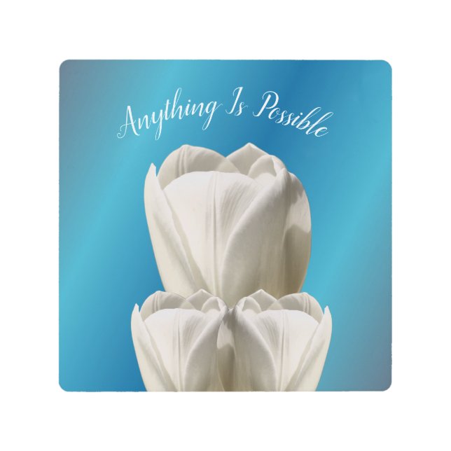 Impresión En Metal Flores De Tulipanes Todo Es Posible Inspirador (Anverso)