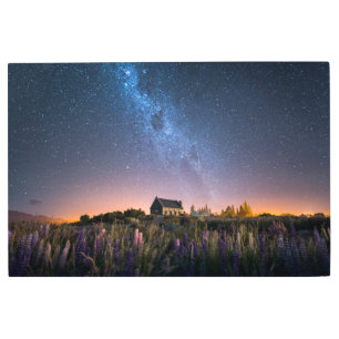 Impresión En Metal Flores Lupines Blooming Lake Tekapo Nueva Zeland