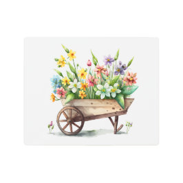 Impresión En Metal Flores moradas rosadas de color blanco amarillento