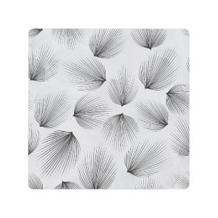 Impresión En Metal Flores negras abstractas: Elegancia gris.