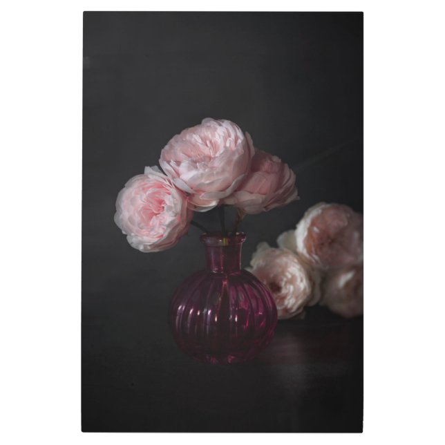 Impresión En Metal Flores | Peonías rosadas pálidas en grano (Anverso)