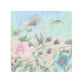 Impresión En Metal Flores silvestres de acuarela rusa