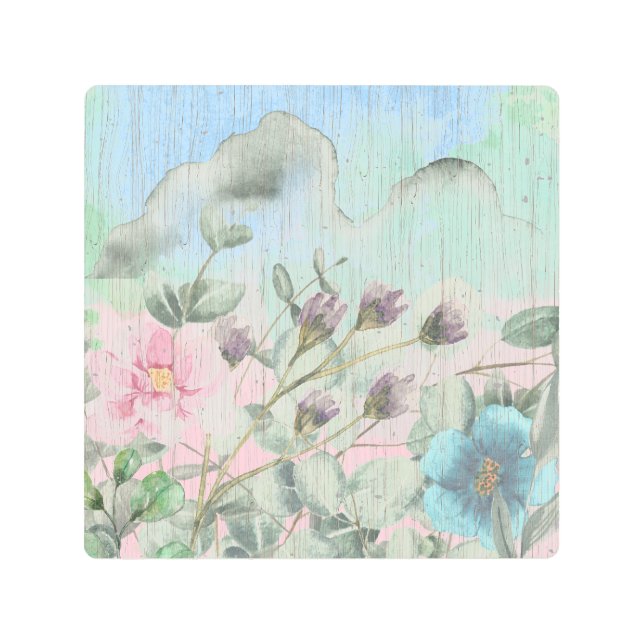 Impresión En Metal Flores silvestres de acuarela rusa (Anverso)