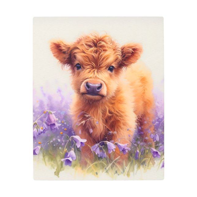 Impresión En Metal Flores silvestres moradas de vaca de raza altícola (Anverso)