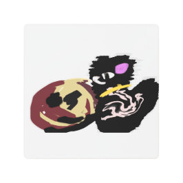 Impresión En Metal Fluffy Black Cat Jack o Lantern fun