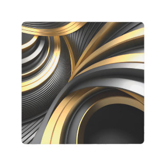 Impresión En Metal Fondo abstracto de lujo con dorado y negro