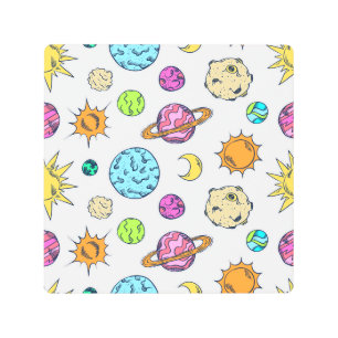 Impresión En Metal Fondo cósmico de Doodles espaciales