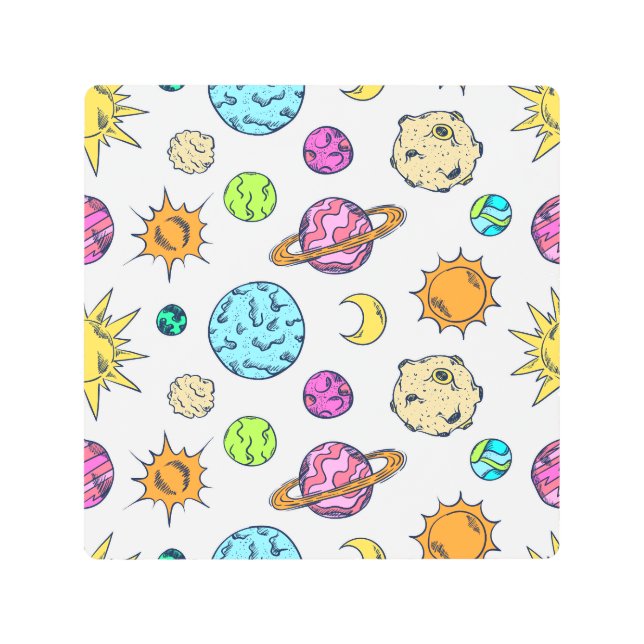 Impresión En Metal Fondo cósmico de Doodles espaciales (Anverso)