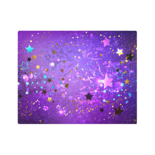 Impresión En Metal Fondo de Relieve metalizado púrpura con estrellas