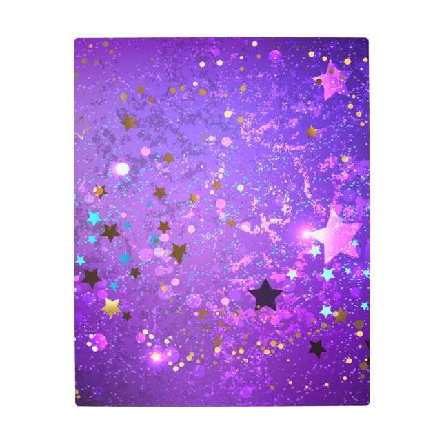 Impresión En Metal Fondo de Relieve metalizado púrpura con estrellas (Anverso)