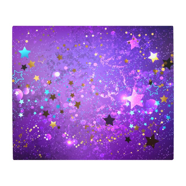 Impresión En Metal Fondo de Relieve metalizado púrpura con estrellas (Anverso)