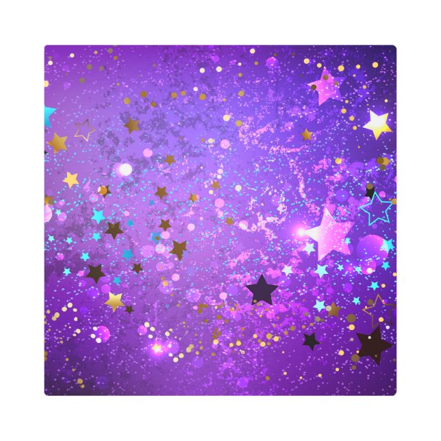 Impresión En Metal Fondo de Relieve metalizado púrpura con estrellas (Anverso)