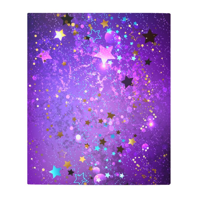 Impresión En Metal Fondo de Relieve metalizado púrpura con estrellas (Anverso)