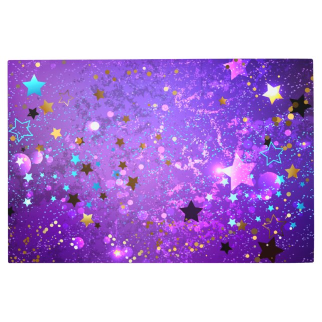 Impresión En Metal Fondo de Relieve metalizado púrpura con estrellas (Anverso)