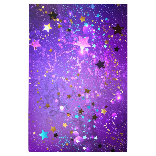Impresión En Metal Fondo de Relieve metalizado púrpura con estrellas (Anverso)