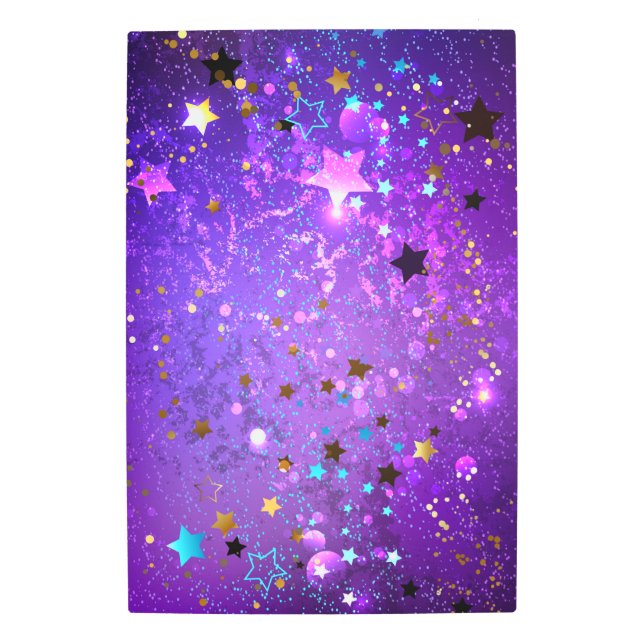 Impresión En Metal Fondo de Relieve metalizado púrpura con estrellas (Anverso)