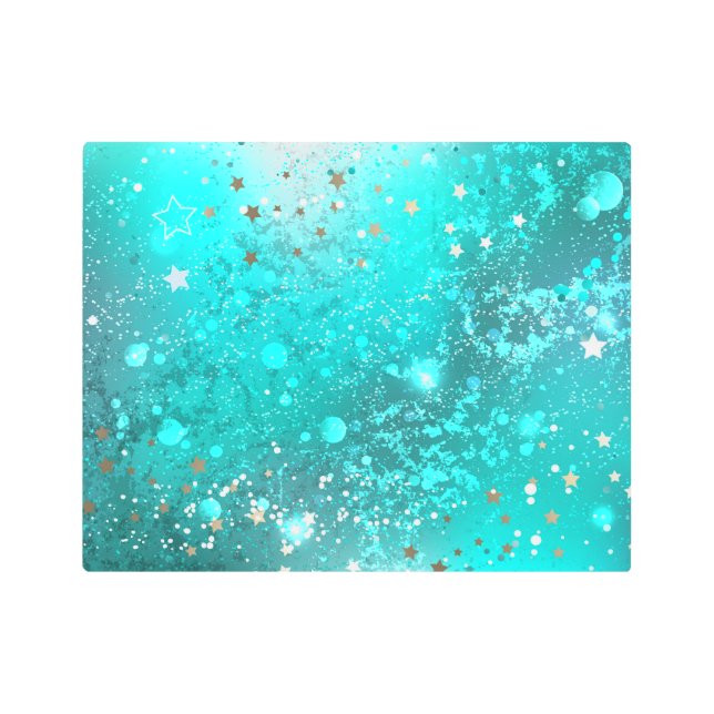 Impresión En Metal Fondo de Relieve metalizado turquesa de mimbre (Anverso)