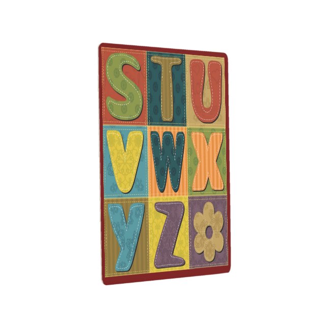 Impresión En Metal Fondo de trabajo en mosaico con patrón de alfabeto (3/4)