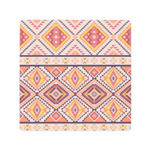 Impresión En Metal Fondo tribal azteca a rayas sin soldadura