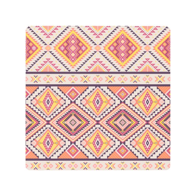 Impresión En Metal Fondo tribal azteca a rayas sin soldadura (Anverso)