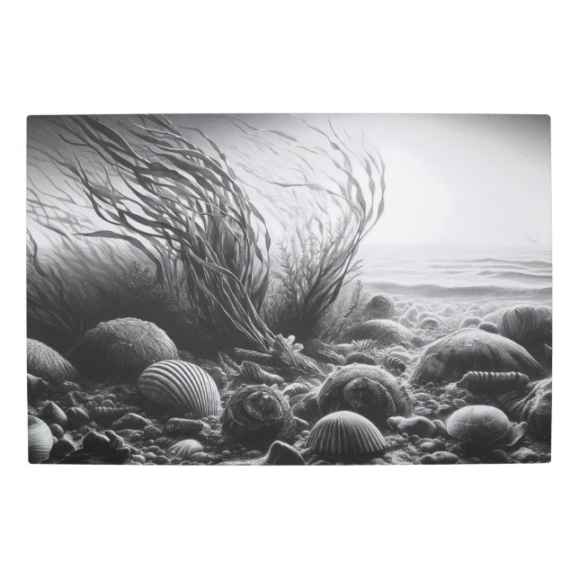 Impresión En Metal Fondos marinos serenos: Biodiversidad submarina en (Anverso)